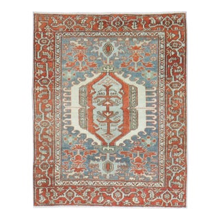 Zabihi Collection Square Antique Heriz Rug - 3'4" x 4'1" For Sale
