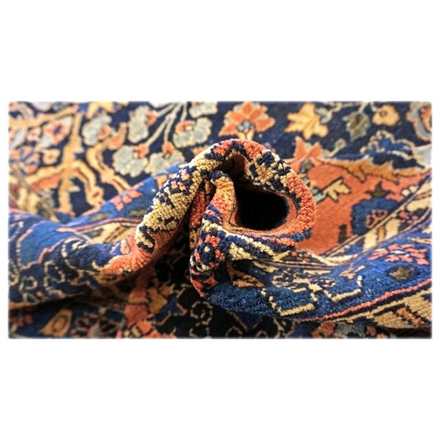 Antique Persian Lilihan Wool 11x20 Salmon, Yellow & Blue Handmade Gallery Rug #9902643 For Sale - Image 13 of 13