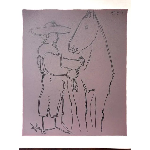 Pablo Picasso - Picador and horse / Original linocut, 1962 Cercle d'Art 38 x 32 cm In excellent condition I have official...