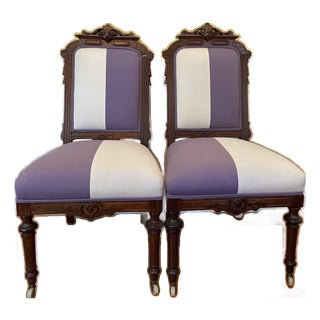 Antique Victorian Ladies' Parlor Chairs. Pair - 19th Century Carved Wood For Sale