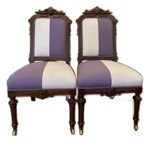 Antique Victorian Ladies' Parlor Chairs. Pair - 19th Century Carved Wood