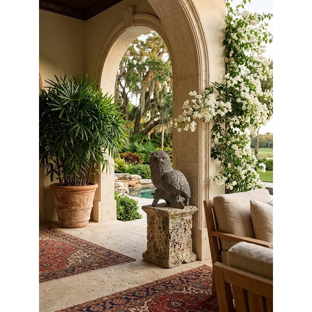 2000 - 2009 Vintage Cast Iron Horned Owl Garden Sculpture For Sale - Image 5 of 11
