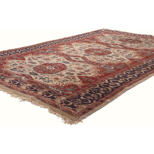 78712 Vintage Pakistani Kazak Rug, 04'02 x 06'04. Pakistani Kazak rugs are handwoven rugs crafted in Pakistan, drawing...