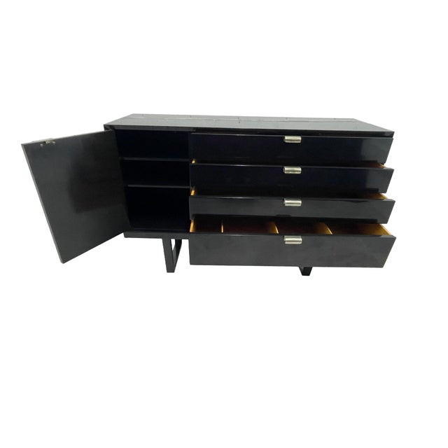 1950s George Nelson for Herman Miller Black Lacquer Cabinet on Slatted Bench Base, 1950s For Sale - Image 5 of 18