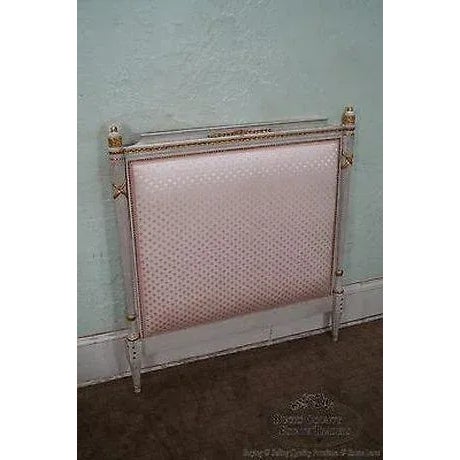 High quality, American made, solid wood frame headboard w/ upholstered back. Can easily attach to a twin size bed frame.