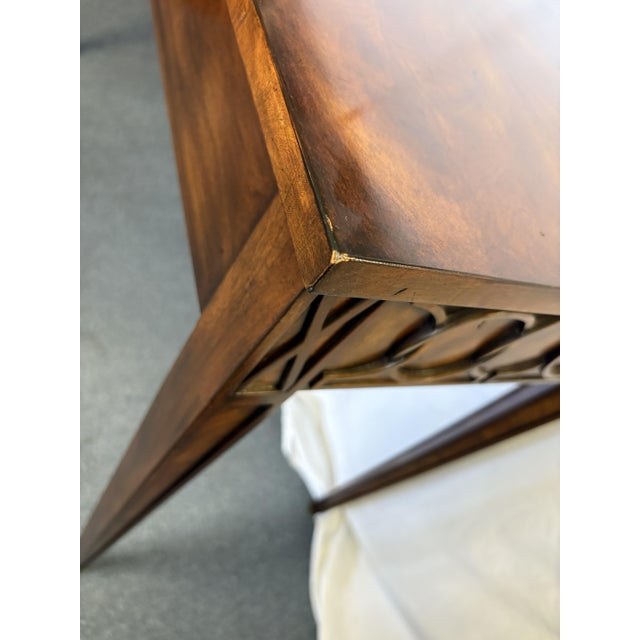 Theodore Alexander Mahogany Console Table With Center Drawer and Circular Pattern Apron For Sale - Image 16 of 17