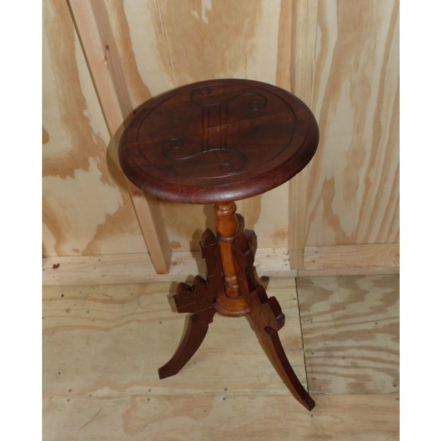 Antique Walnut Victorian Eastlake Occasional Table Gothic Plant Stand Bust Stand For Sale - Image 9 of 12
