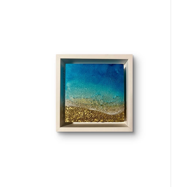 Early 21st Century My Secret Wish by Ana Hefco | Mixed Media on wood panel Abstract ocean scene with textured waves. For Sale - Image 5 of 5