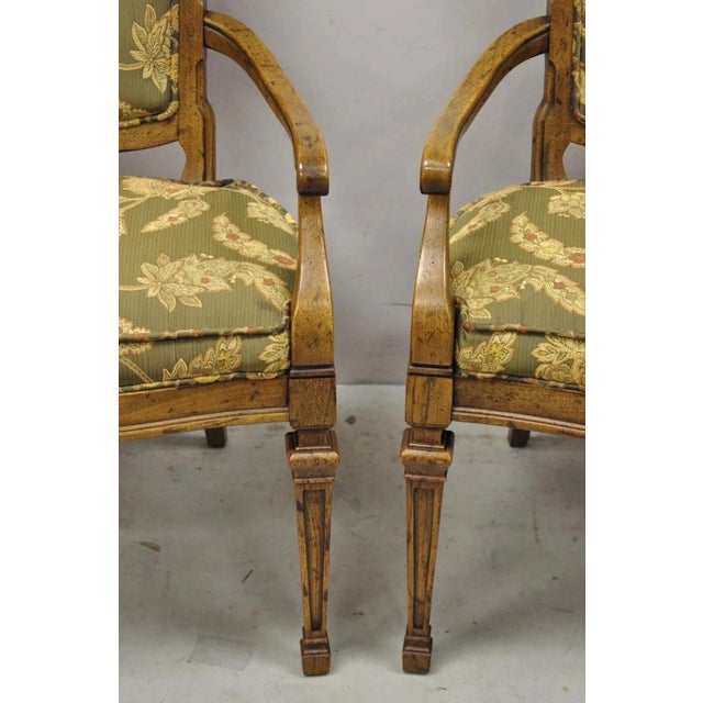 Wood Vintage Hollywood Regency Keyhole Back Fireside Lounge Arm Chairs - A Pair For Sale - Image 7 of 12