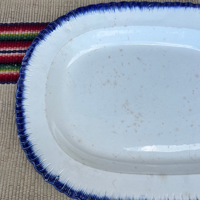 Early 19th Century Antique Pearlware Blue Feather Edge Platter, Circa 1820’s For Sale - Image 5 of 12