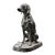 Vintage Weathered Cast Iron Seated Hound Statue For Sale
