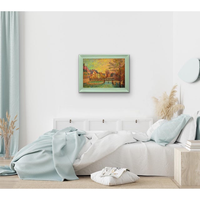 Jean Vollet, The River Eure, The Quarter of Chartres, Oil Painting, 1970s For Sale - Image 12 of 18