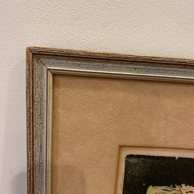 Saffron Mid 20th Century “Saffron Scent” Vintage Original Wood Block Print by Helen Siegel For Sale - Image 8 of 12