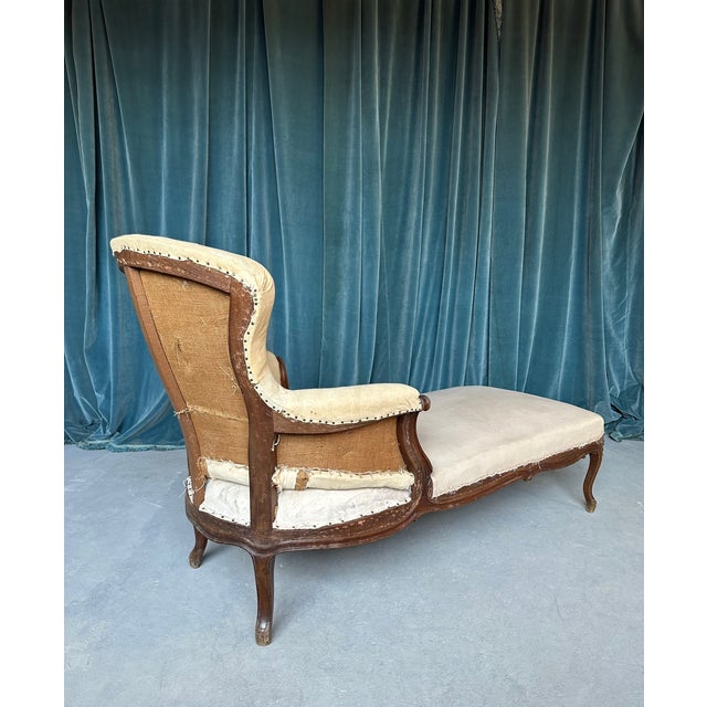 French 19th C. Chaise Longue With Carved Fruitwood Frame For Sale - Image 11 of 13