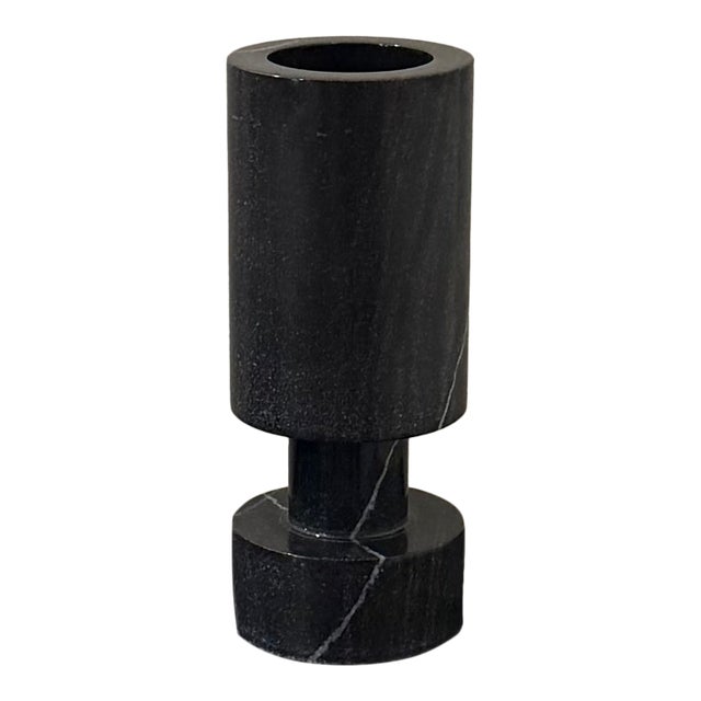 “Luc” Vase / Candleholder by Citizen Artist for Global Views – Black Marble For Sale