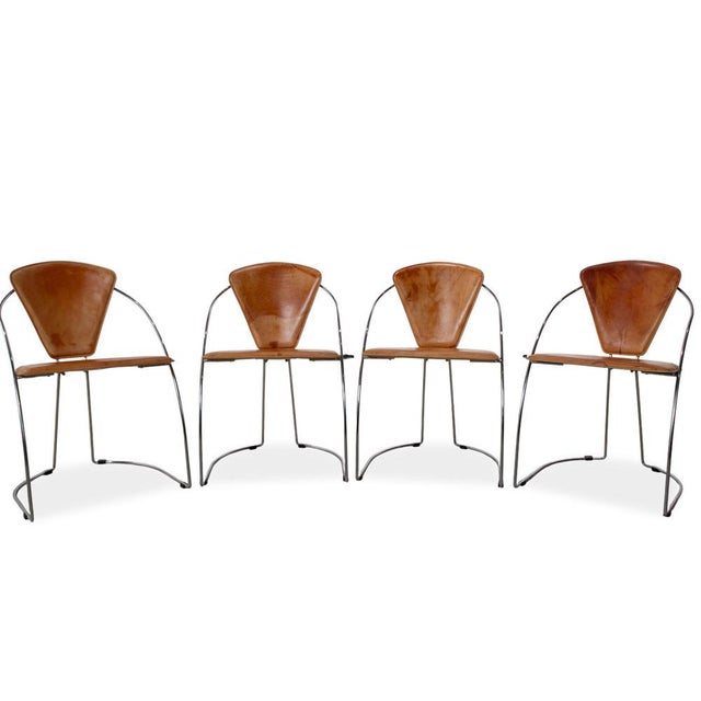 Interio Croma Steel Tube Chairs in Natural Leather, Set of 4 For Sale - Image 12 of 12