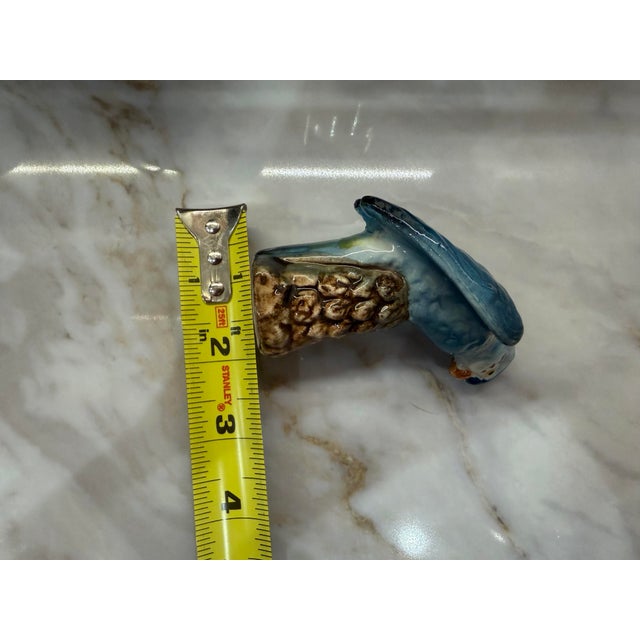 Ceramic Vintage Blue Parakeet Salt and Pepper Shakers, Coordinating Pair For Sale - Image 7 of 10