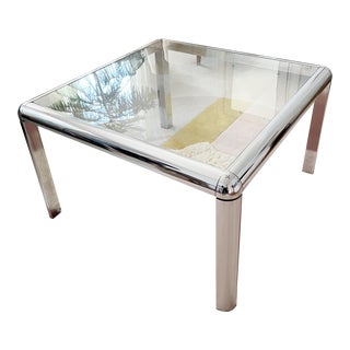 Vintage Postmodern John Mascheroni Style Polished Aluminum Waterfall Edge Coffee Table For Sale