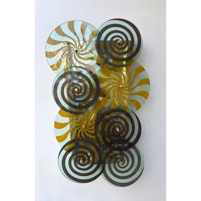 Contemporary Brass and Murano Glass Spiral Sconces, Italy, Set of 2 For Sale - Image 6 of 14