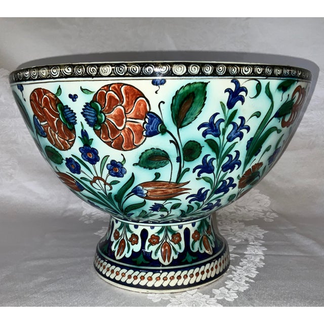 Italian Large Cantagalli Iznik Style Footed Bowl / 19th Century, Italy For Sale - Image 3 of 12