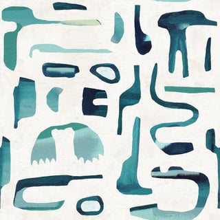 Canvas Wallpaper by Susan Hable in Green / Teal For Sale