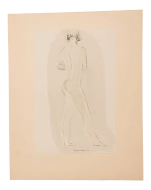 1950s Vintage Konrad Cramer Female Nude Study Drawing