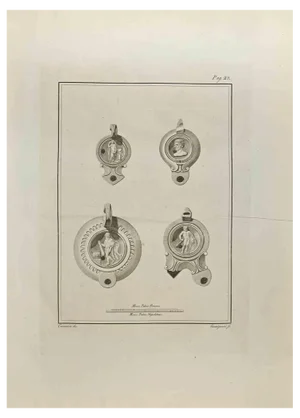 Francesco Giomignani, Hercules on Oil Lamp, Etching, 18th Century