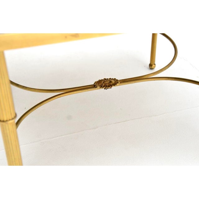 Vintage French Brass and Marble Coffee Table, 1950 For Sale - Image 9 of 10