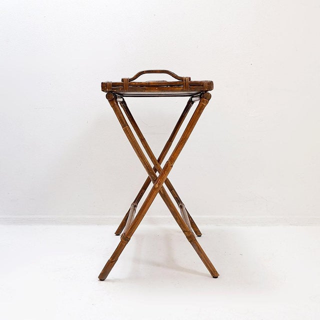 Mid-Century Colonial Style Bamboo Folding Tray Table, 1960s For Sale - Image 9 of 16