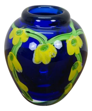 Vintage Italian Murano Laburnum Cobalt Blue Glass Bud Vase Urn 6"