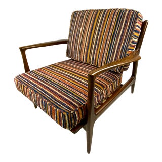 Mid-Century Ib Kofod-Larsen for Selig Walnut Lounge Chair For Sale