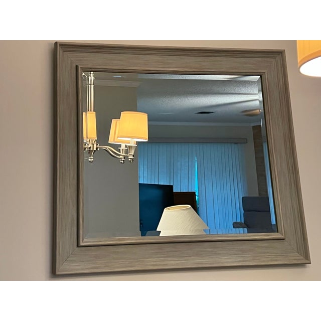 Coastal Teal framed Beveled mirror. Ready to hang.