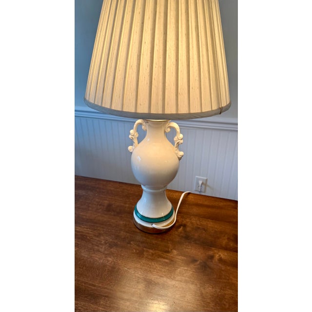 Urn Porcelain Vintage Lamp With Floral Designs For Sale - Image 6 of 12