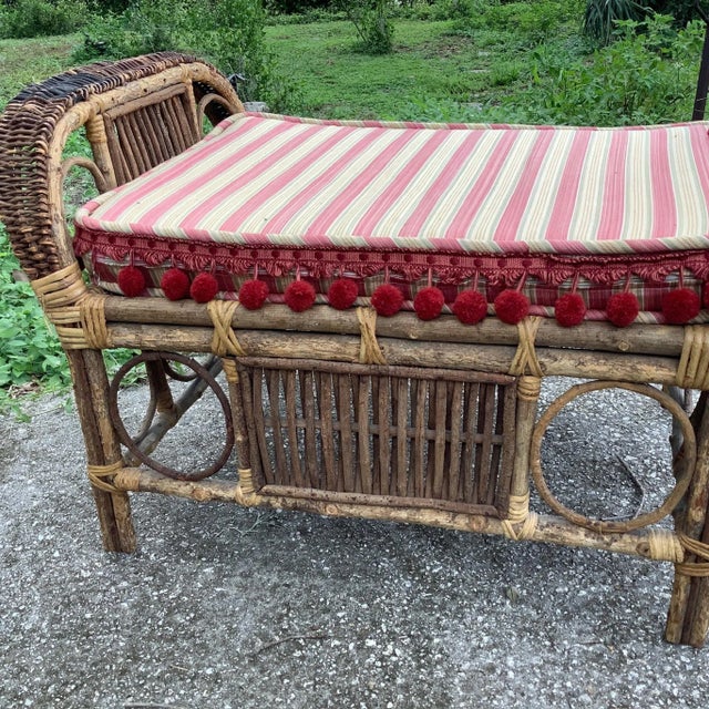 1930s Vintage MCM Bent Branch Ottoman With Tasseled Cushion For Sale - Image 5 of 12
