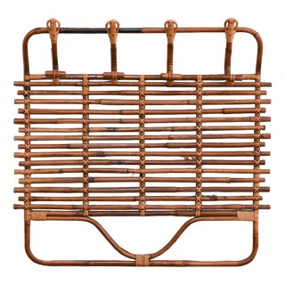 Large Wall-Mounted Coat Rack in Wicker, 1960s For Sale