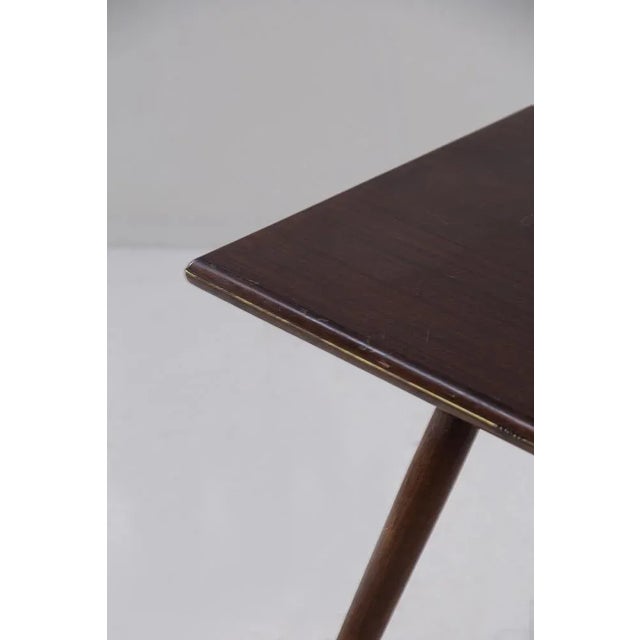 Wood Vintage Italian Coffee Table with Brass Feet, 1950 For Sale - Image 7 of 9