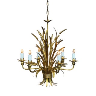 Neoclassical Art Deco Golden Ceiling Fixture attributed to Maison Bagues, France, 1960s For Sale