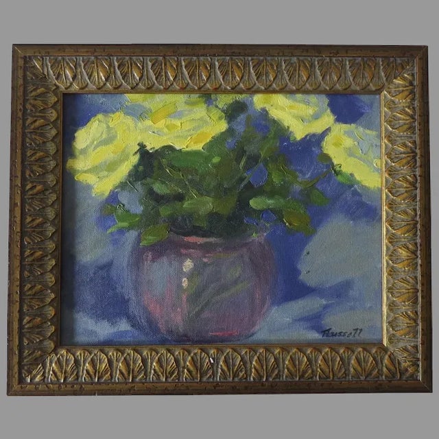 Late 20th Century Floral Still Life Oil Painting by Gregg Russell, Framed For Sale - Image 9 of 9