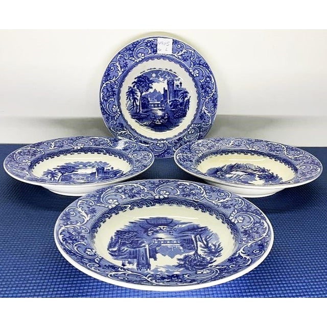 1900 - 1909 Early 1900s Blue and White Bowls by Cauldon, 'Moore' Motif- Set of 4 For Sale - Image 5 of 7