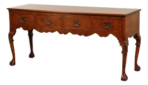 Georgian Style Carved Four Drawer Burl Walnut Sideboard