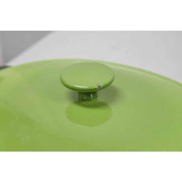 Green Vintage Cast Iron Dutch Oven Made in France 20538 Green Casserole Pot W/ Lid For Sale - Image 8 of 15