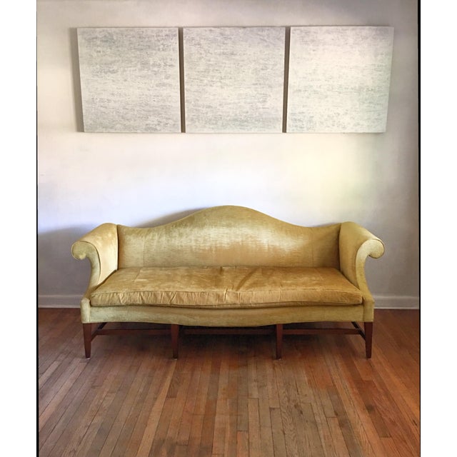 Mid Century Modern Crushed Velvet Camelback Sofa Chairish
