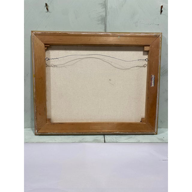 Cornflower Blue 1970s Original Naive Surreal Study of Italian Toys Oil Painting in 22k Frame Signed For Sale - Image 8 of 10