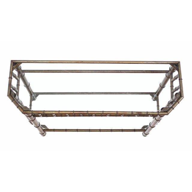Metal Faux Bamboo Two Tier Bottom Shelf Medium Size Console Sofa Table For Sale - Image 10 of 10