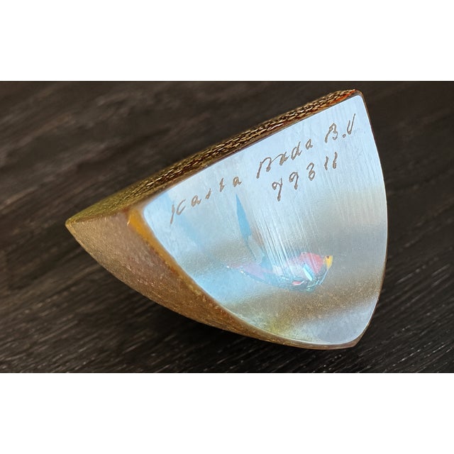Bertil Vallien Vintage Kosta Boda Bertil Vallien Signed Miniature Halfboat Sculpture Stand Tall 99311 For Sale - Image 4 of 4