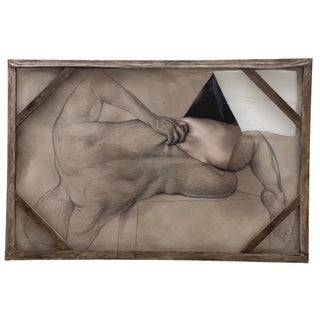 The Rioting Man by Kit King | Oil and graphite on canvas depicting a figure in a contorted pose. For Sale