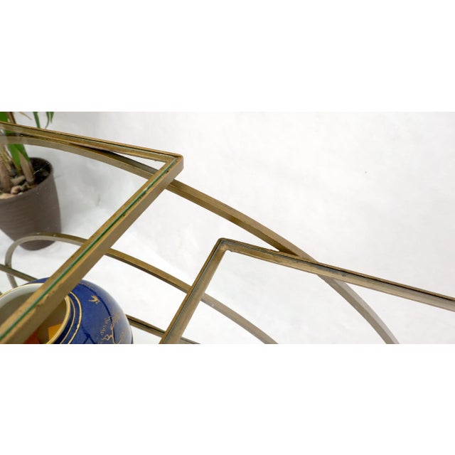 Mid-Century Modern Decorative Gold Gilt Wrought Iron Glass Shelves Étagère For Sale - Image 3 of 13