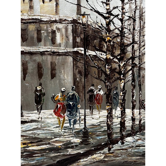 Add a French touch to your decor with this impressionist oil painting of a wonderful winter street scene in Paris. Ready...