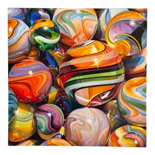 Patrick Bailey's Marbles Oil on Canvas, Signed For Sale