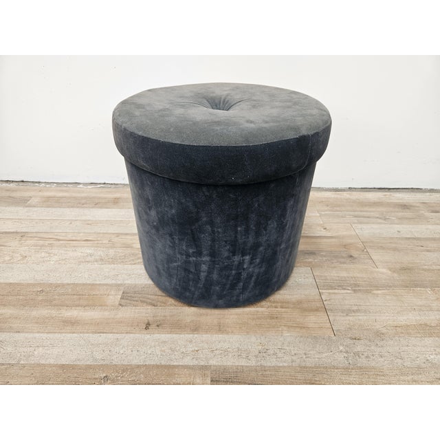 Mid-Century Italian Round Velvet Stool, 1960s For Sale - Image 13 of 13